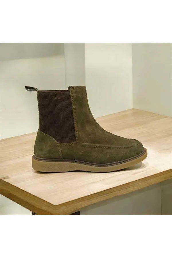 Bottes Chelsea pour femmes en daim kaki Kale