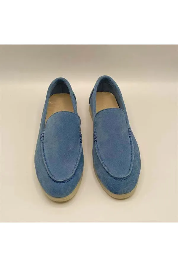 Mocassins en daim bleu pour femmes Amy