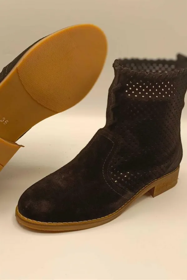 Bottes d'été en daim noir cloutées pour femmes