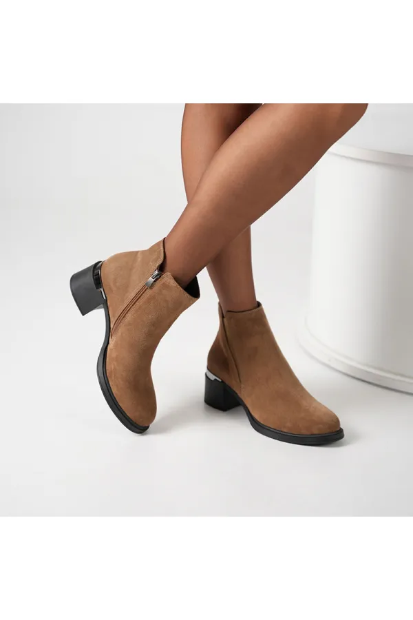 Berta Hardal Süet Kadın Bot – 6 cm Topuk – Termolight Taban