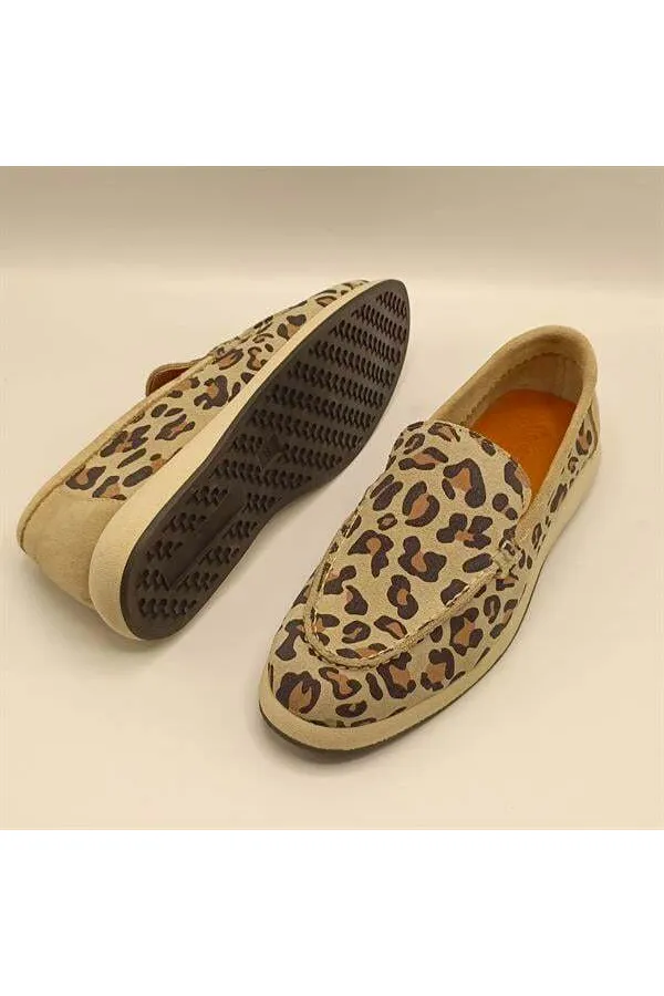 Punto Leopar Desen Deri Kadın Günlük Ayakkabı