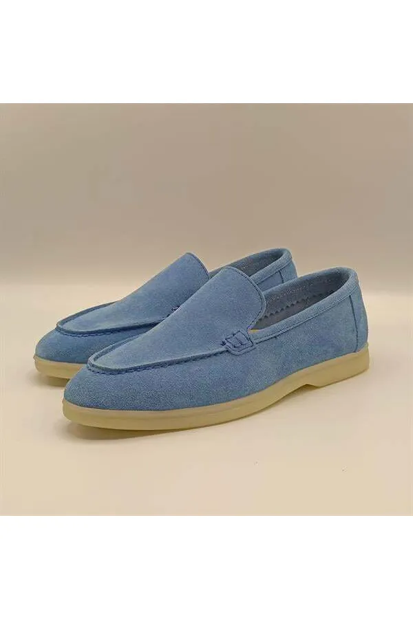 Mocassins en daim bleu pour femmes Amy