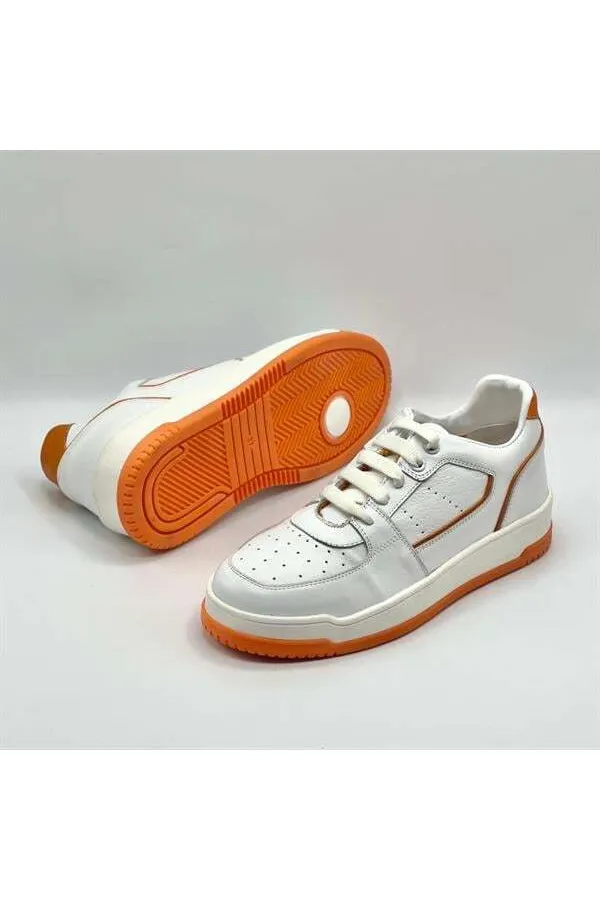 Pia Orange and White Patterned Women's Sneakers