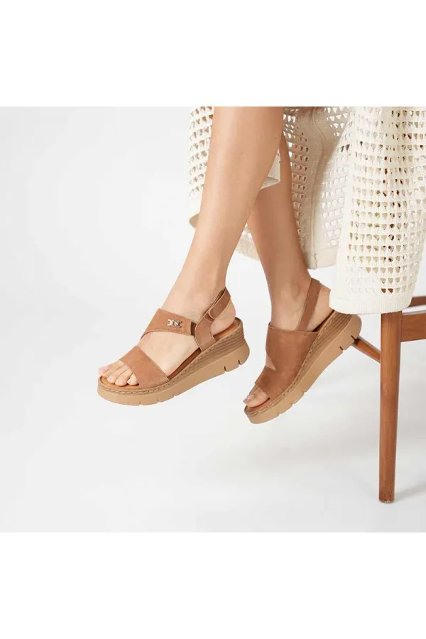 Amethyst Exclusive Stable Tan Suede Platform Women's Sandals | Genuine Leather Comfort