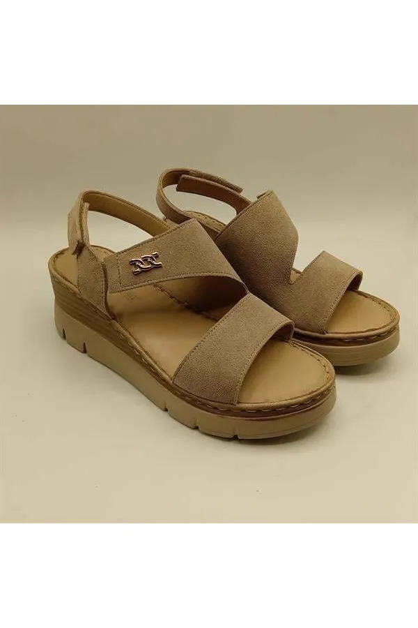 Amethyst Exclusive Stable Beige Suede Platform Women's Sandals | Elegance and Comfort