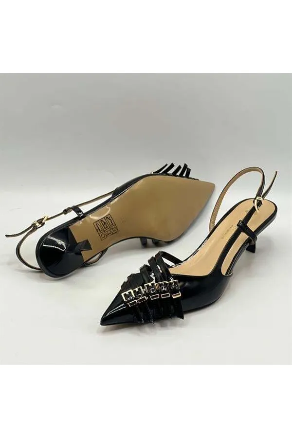 Chaussures à talons hauts Sedare en cuir véritable noir avec boucle