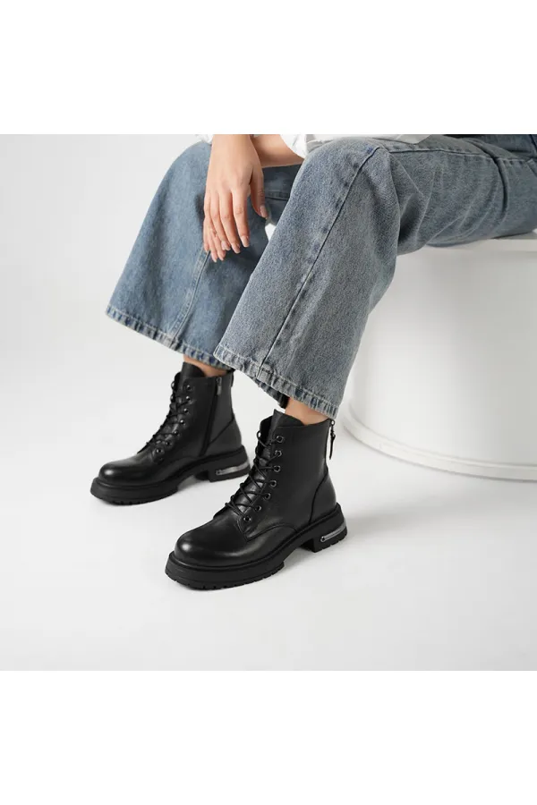 Tokyo Siyah Gerçek Deri Kadın Bot – 5.5 cm Topuk