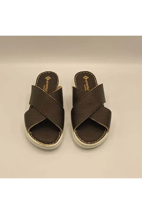 Pantoufles confortables en cuir noir Alessia pour femmes