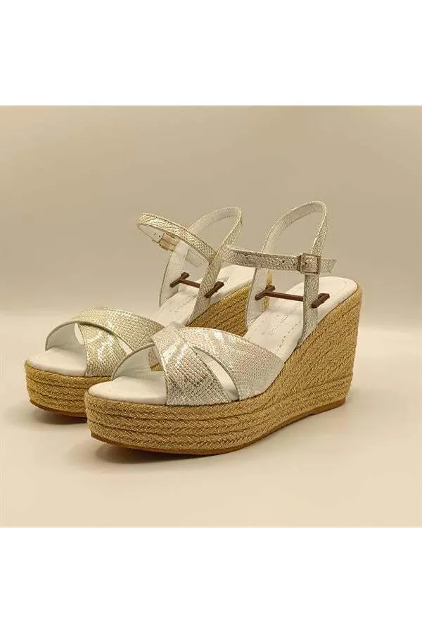 Camelia Gümüş Deri Dolgu Topuk Sandalet