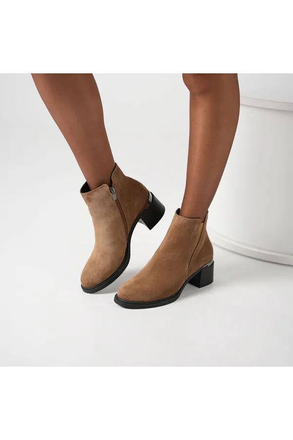 Berta Hardal Süet Kadın Bot – 6 cm Topuk – Termolight Taban