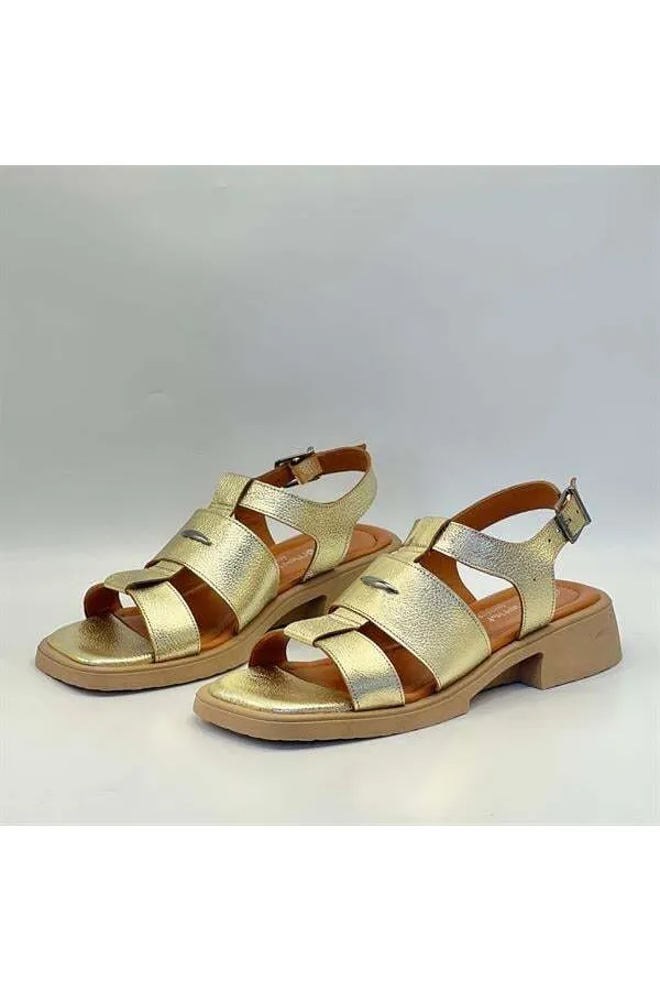 Lucia Gold Genuine Leather Women's Sandals