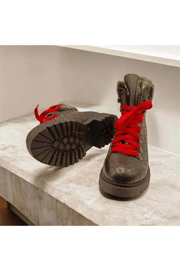 Snow Black Leather Fur-Lined Women's Boots