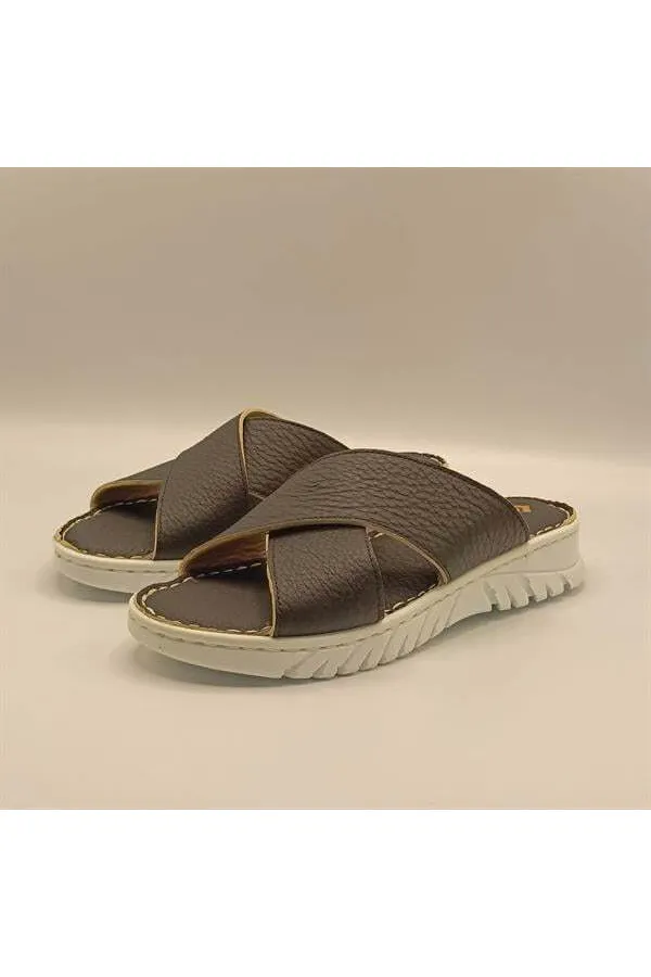 Pantoufles confortables en cuir noir Alessia pour femmes