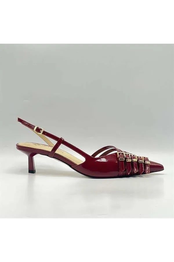 Chaussures à talons hauts Sedare en cuir véritable bordeaux avec boucle