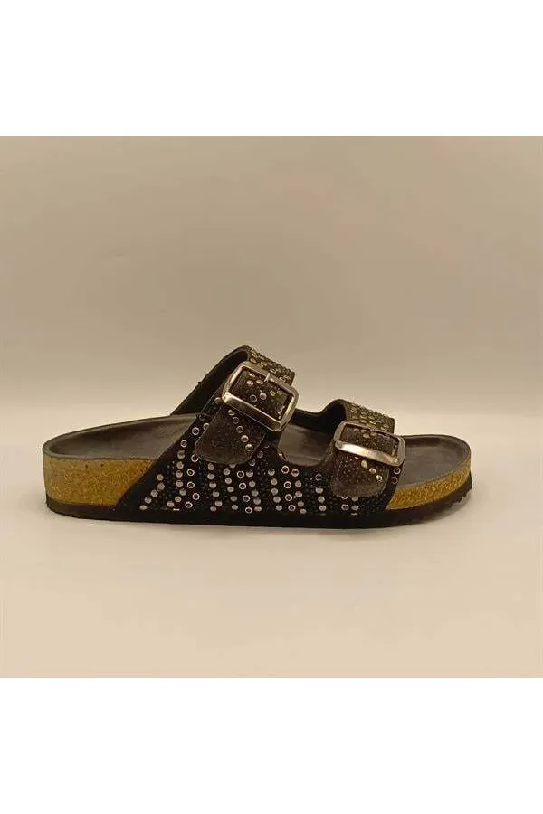 Aidan Black Cork Sole Orthopedic Slippers