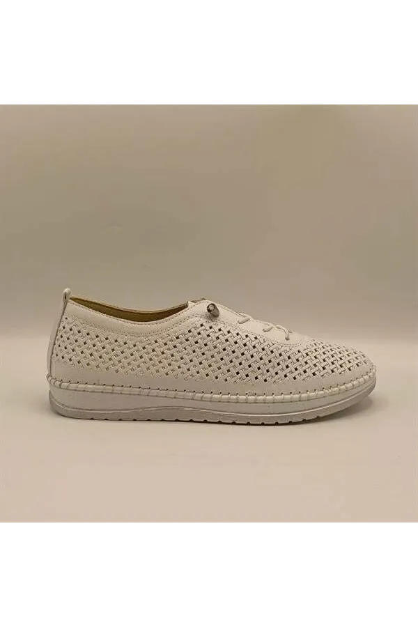 Ametist Exclusive Lugano White Genuine Leather Women's Sneaker – Handcrafted and Comfortable