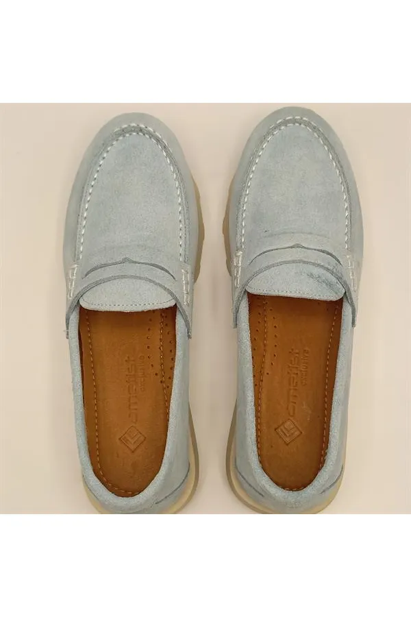 Carle Blue Suede Women's Loafer Shoes