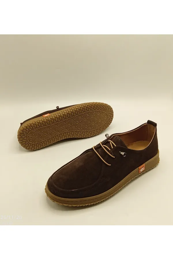 Arissa Dark Brown Suede Genuine Leather Women's Casual Shoes – Lightweight Flexible Rubber Sole