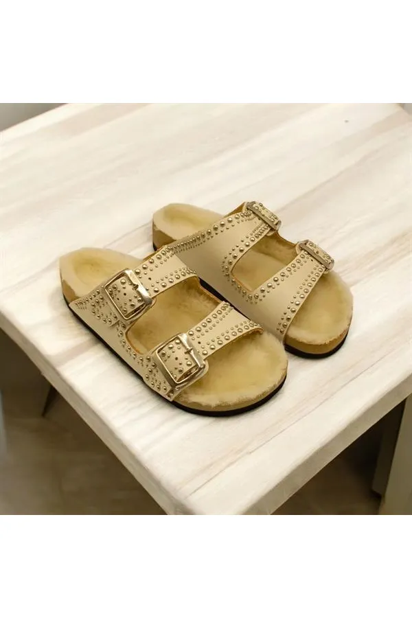 Mina Kışlık Ortopedik Bej Kadın Terlik