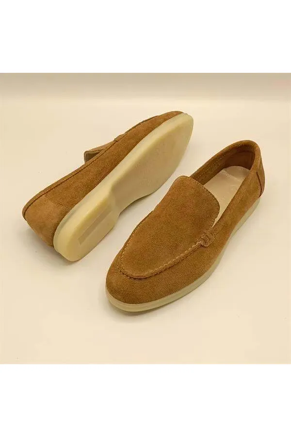 Mocassins en daim beige pour femmes Amy