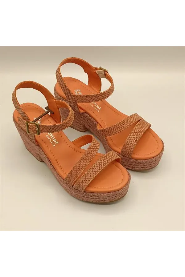 Lonna Narçiçeği Deri Dolgu Topuk Kadın Sandalet