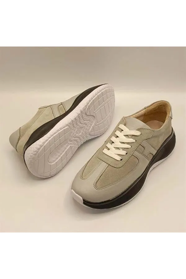 Ametist Exclusive Comodo Grey Women's Leather Sneakers – Stylish & Comfortable Design