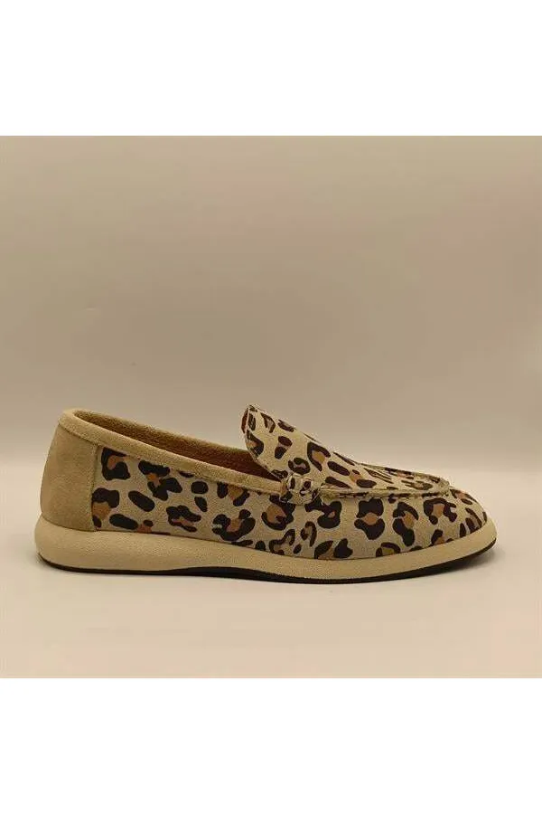 Punto Leopar Desen Deri Kadın Günlük Ayakkabı