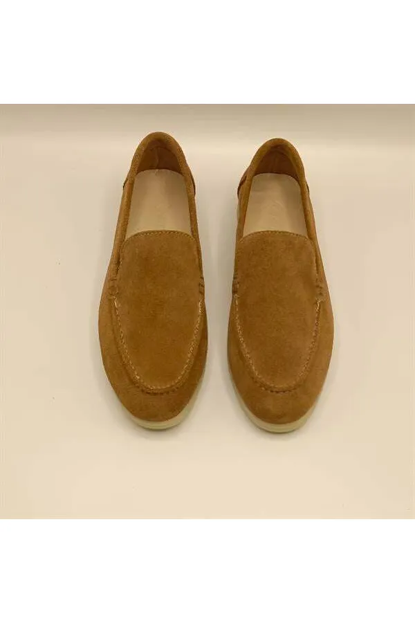 Mocassins en daim beige pour femmes Amy