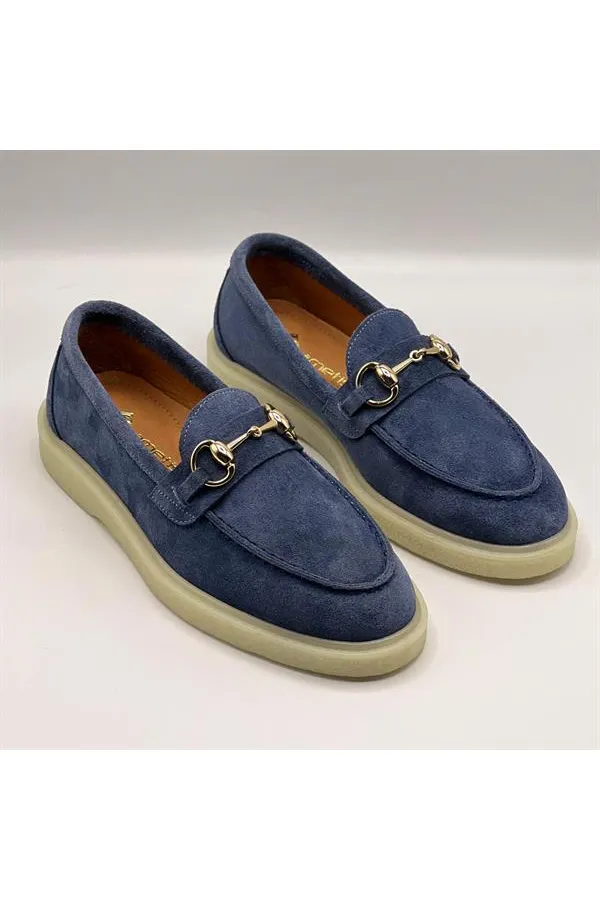 Mocassins décontractés Davina bleu marine pour femmes - Cuir suédé et semelle thermique