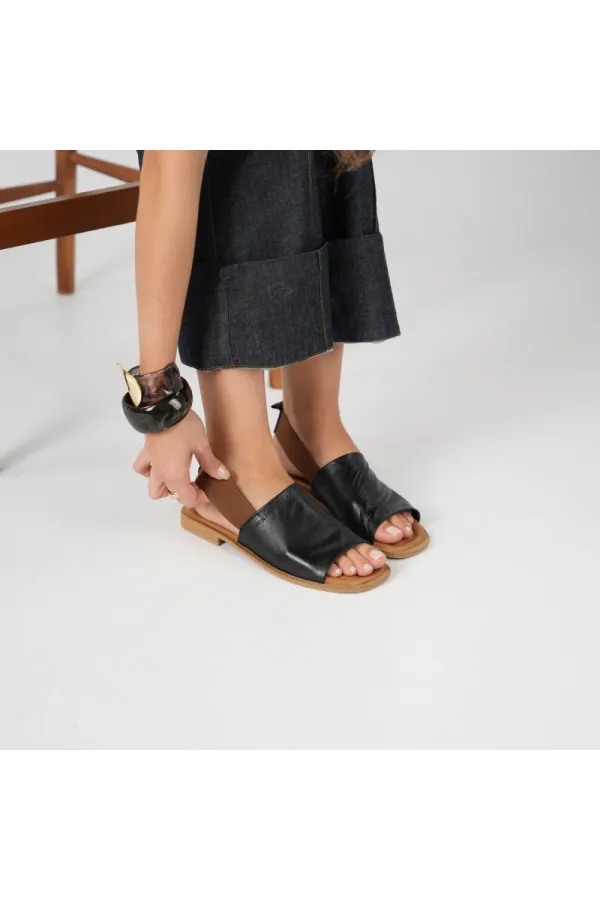Bellini Black Leather Women's Sandals | Summer Comfort in Classic Style