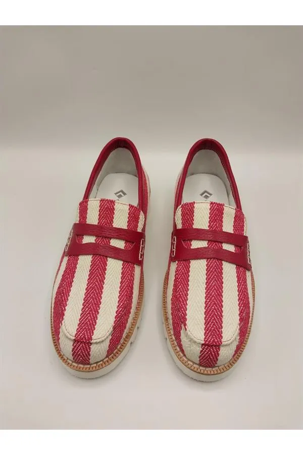 Malta Kadın Günlük Ayakkabı – Kırmızı/Beyaz Çizgili