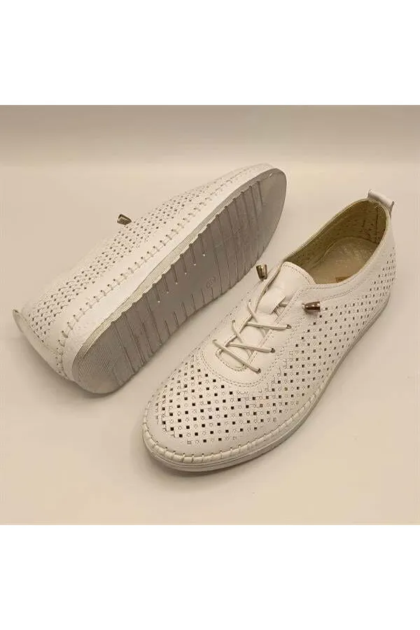 Ametist Exclusive Lugano White Genuine Leather Women's Sneaker – Handcrafted and Comfortable