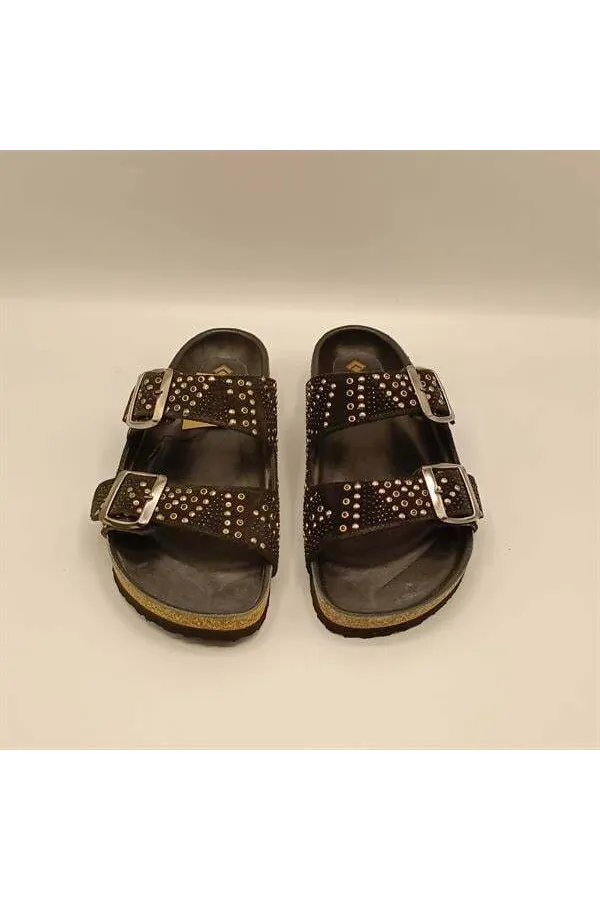 Aidan Black Cork Sole Orthopedic Slippers