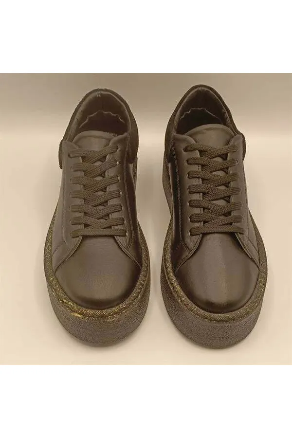 Ellezsa Black Genuine Leather Women's Sneaker