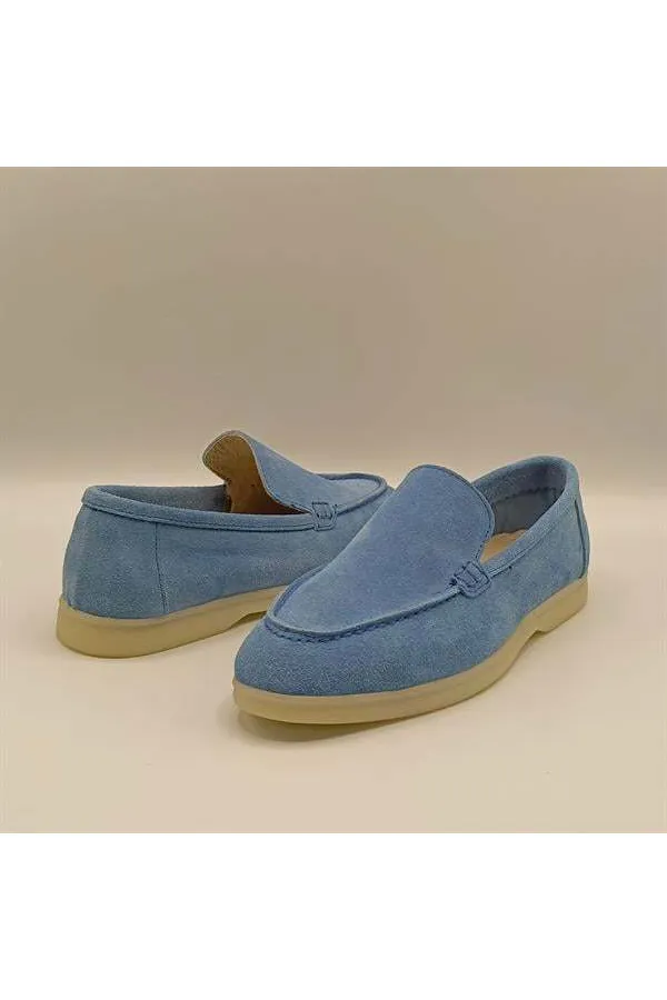 Mocassins en daim bleu pour femmes Amy