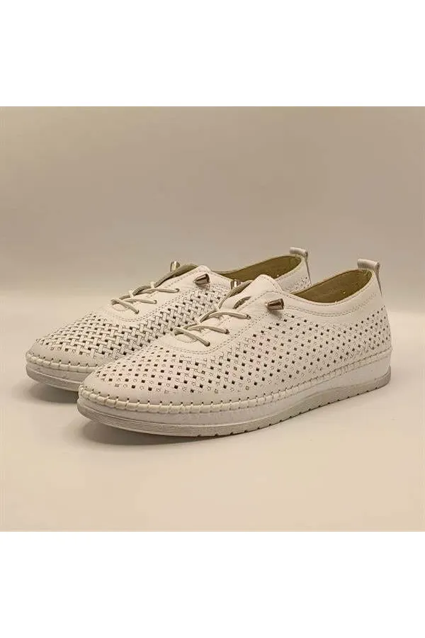 Ametist Exclusive Lugano White Genuine Leather Women's Sneaker – Handcrafted and Comfortable