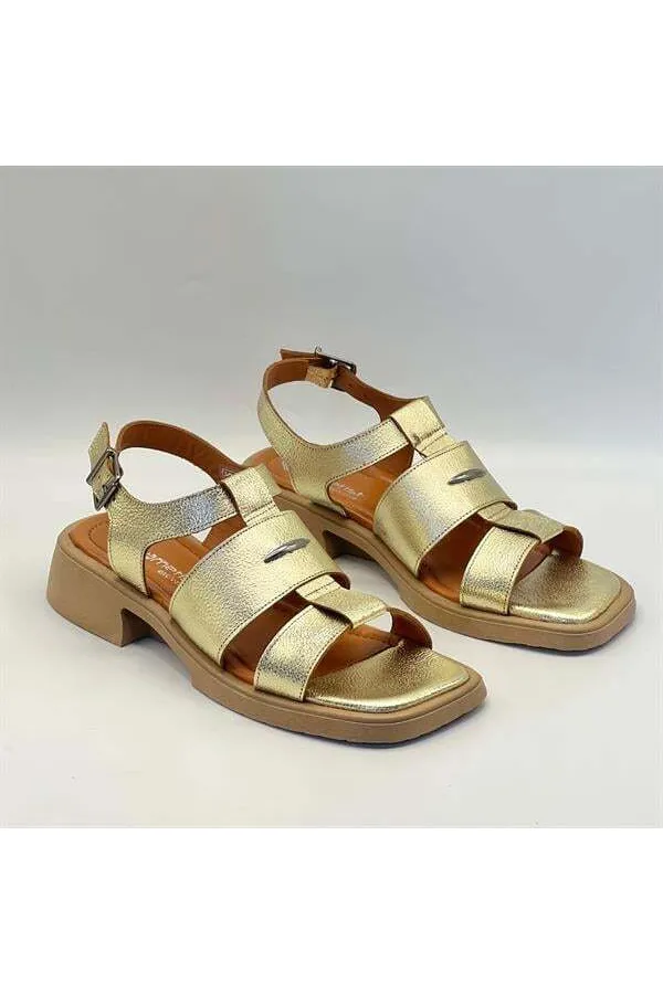 Lucia Gold Genuine Leather Women's Sandals