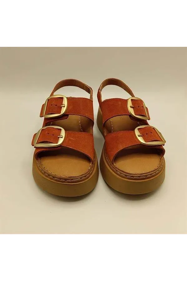 Amethyst Exclusive Stable Orange Suede Platform Women's Sandals | Buckle & Non-Slip Sole for Summer Elegance