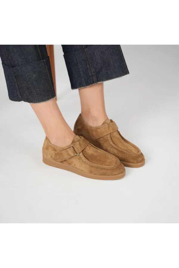 Alba Hardal Hakiki Deri Süet Kadın Günlük Ayakkabı Hafif Termo Taban • Cırtlı Ayarlanabilir Bant