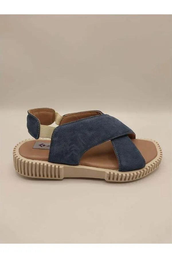 Juana Sandalet – Lacivert Süet | Günlük