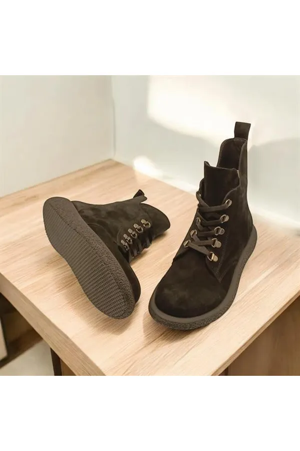 Bottes d'hiver en daim noir pour femmes