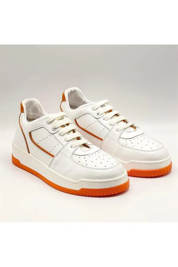 Pia Orange and White Patterned Women's Sneakers