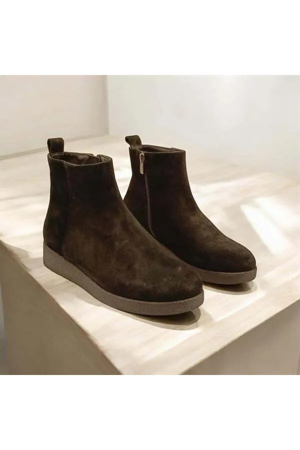 Bottes pour femmes en daim marron et noir