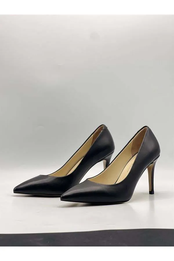 Nadia %100 Gerçek Deri Siyah Stiletto – 9 cm Topuk