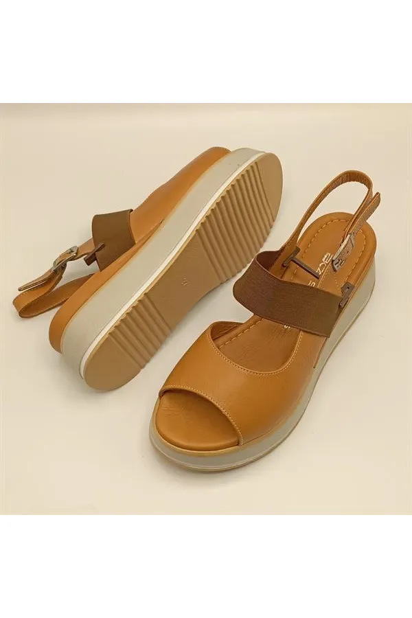 Venus Tan Leather Platform Sandals