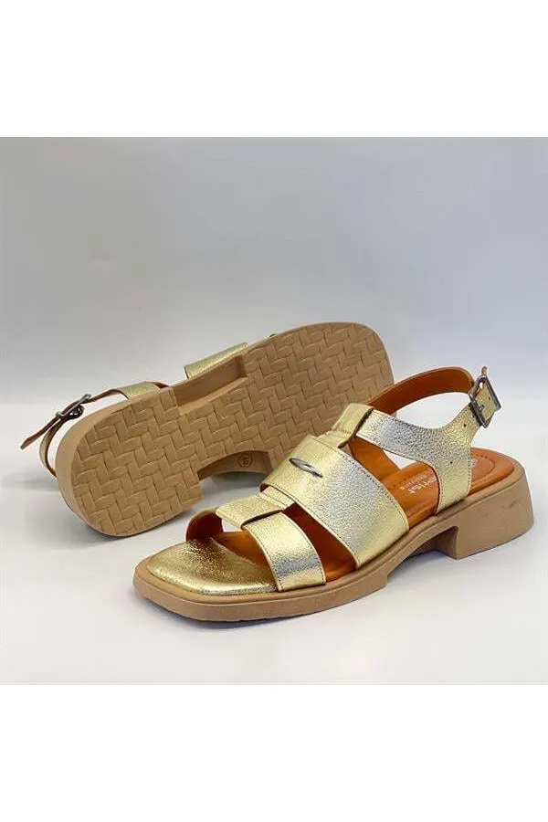 Lucia Gold Genuine Leather Women's Sandals