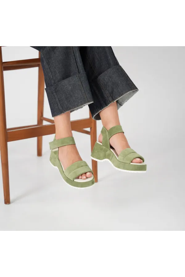 Hera Green Suede Platform Sandals