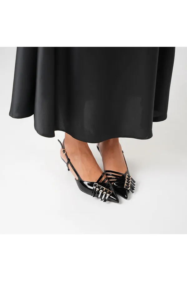 Chaussures à talons hauts Sedare en cuir véritable noir avec boucle