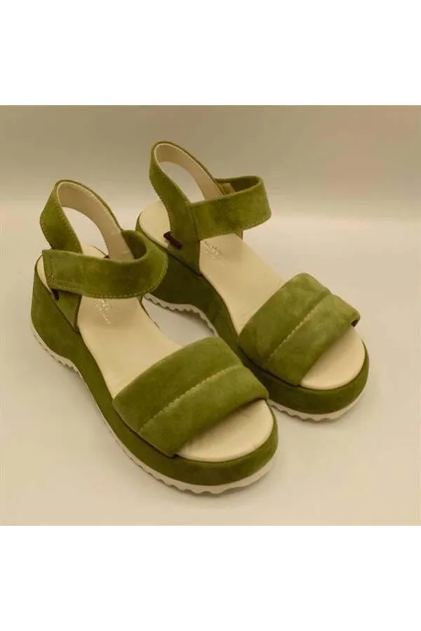 Hera Green Suede Platform Sandals