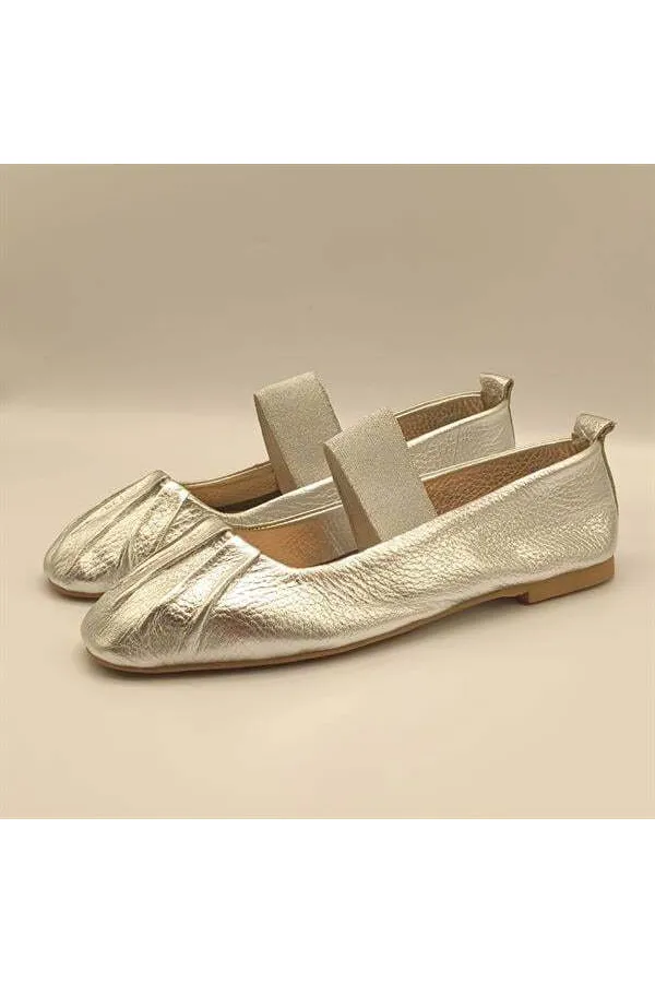 Ballerines en cuir argenté Hazal